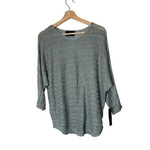 NWT Tahari Womens Mint Green 100% Linen Knit Sweater Top Size Large